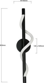 Aplica LED de perete MELECA, 12 W, 230 V, 3000/4000/6000 K, negru