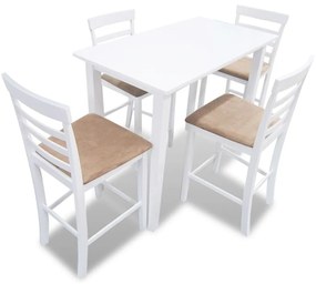 271832 vidaXL Set mobilier de bar din lemn, masă și 4 scaune, alb