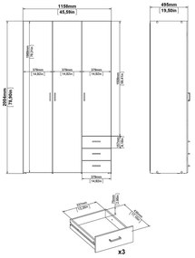 Șifonier alb 116x200 cm Space – Tvilum