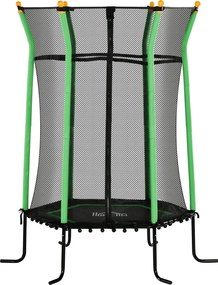 HOMCOM Trambulină Elastică pentru Copii 3-10 Ani cu Intrare cu Fermoar și Bare Căptușite, Ø163.5x190 cm, Verde | Aosom Romania