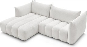 Colțar alb cu tapițerie din țesătură bouclé (cu colț pe partea stângă/cu șezlong) Azra – Bobochic Paris