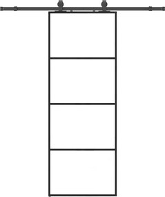 vidaXL Ușă glisantă cu set de feronerie neagră 76x205 cm Sticlă ESG