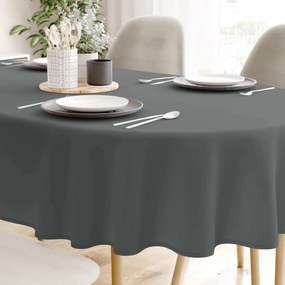 Goldea față de masă decorativă  loneta - antracit - ovală 140 x 220 cm
