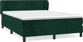 vidaXL Pat box spring cu saltea, verde închis, 140x190 cm, catifea