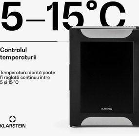 Klarstein Happy Hour, negru cu ușă decorativă, minibar, frigider, 33 l, silențios, G