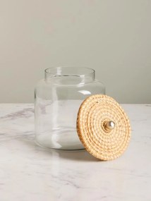 Borcan din sticla, cu capac din trestie de zahar, H19cm Provence