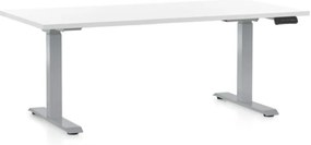 Masa inaltime reglabila OfficeTech D, 160 x 80 cm, bază gri, alb