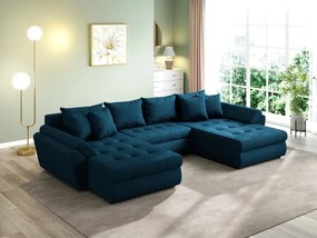 Colțar extensibil dumonde cu ladă de depozitare si sezut confortabil din spuma high-density, Loana U Enjoy Petrol 355x185 cm