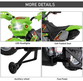 HOMCOM Motocicletă Electrică pentru Copii cu Role, 102×53×66 cm, Verde