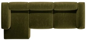 Colțar verde cu tapițerie din catifea reiată (cu colț pe partea stângă/cu șezlong) Bergamo – Cosmopolitan Design