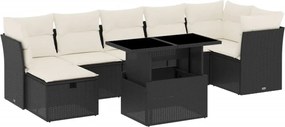 vidaXL Set mobilier de grădină cu perne, 8 piese, negru, poliratan