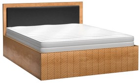 Pat matrimonial 160 cm Figaro 12 (cu somieră) (Stejar caramel). 1057748