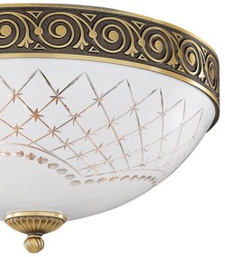 Plafoniera clasic design italian din alama, sticla 7002 RA-PL. 7002/3