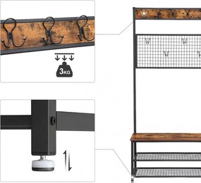 CUII16 - Cuier industrial 92 cm, pentru haine, chei, hol, rafturi pantofi, pantofar, bancuta - Maro