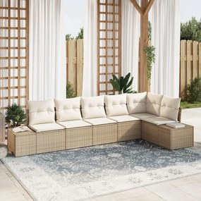 vidaXL Set de canapele pentru grădină 6 pcs bej și crem Rattan poli