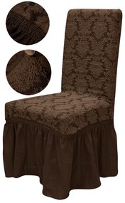 Set 6 huse elastice pentru scaune, cu volanas, model Jacquard Maro