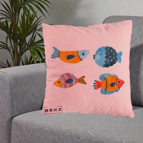 Perna Decorativa Pesti Acuarela, 40x40 cm, Roz, Husa Detasabila, Perna Inclusa, BEKZ®