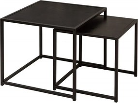 Set de 2 masute design industrial Slim Line 50cm, negru