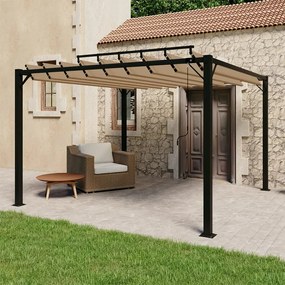 vidaXL Pavilion cu acoperiș jaluzea gri taupe 3x3 m țesătură&amp;aluminiu