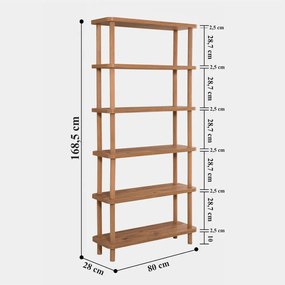 Bibliotecă cu aspect de lemn de pin 80x168,5 cm Step – Kalune Design