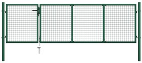 vidaXL Poartă de grădină, verde, 350 x 100 cm, oțel