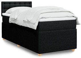 vidaXL Pat box spring cu saltea, negru, 100x200 cm, textil