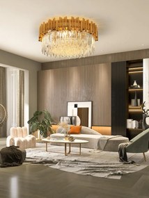 Candelabru modern cu cristale – 80 cm, culoare auriu