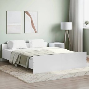 3203754 vidaXL Cadru de pat cu tăblie, alb, 150x200 cm