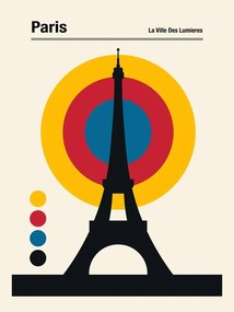 Ilustrație Paris Eiffel Tower Retro travel Print, Retrodrome