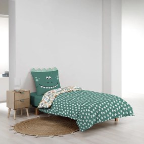 Lenjerie de pat pentru copii albă-verde din bumbac pentru pat de o persoană 140x200 cm Dina – douceur d'intérieur