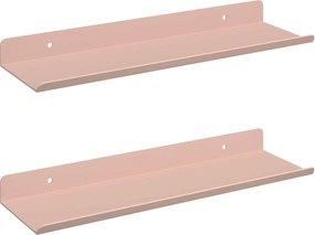vidaXL Raft suspendat Pe perete 2 pcs Roz 30 x 9 x 2,5 cm Oțel