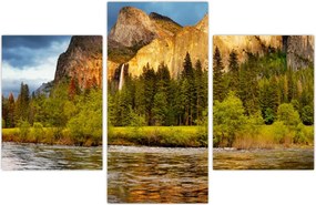 Tablou - Stânci lăngă lac (90x60 cm)