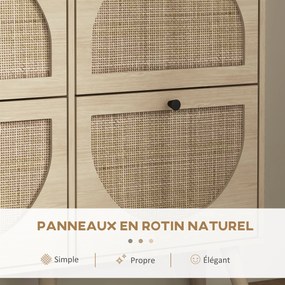 HOMCOM Pantofar 4 clapete 20 perechi raft reglabil stil boem picioare lemn masiv 105 x 24 x 97,5 cm natural | Aosom Romania