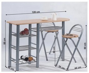 Set masa de bucătărie + Scaune bar, 120x40 cm, BOXER