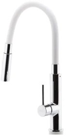 Baterie de chiuvetă cu pipă flexibilă FERRO crom lucios/alb