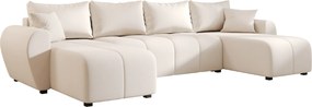 OFERTA Canapea extensibila in forma de U SEVIO 311x145 cm, crem + 2 perne GRATUIT II. calitate