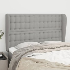 vidaXL Tăblie de pat cu aripioare gri deschis 147x23x118/128 cm textil