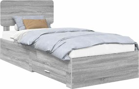vidaXL Cadru de pat cu headboard Gri Sonoma 100 x 200 cm Lemn compozit