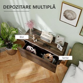 HOMCOM Noptiera Suspendată cu Montare pe Perete și Sertar de Depozitare, 80x30x45 cm, Maro | Aosom Romania