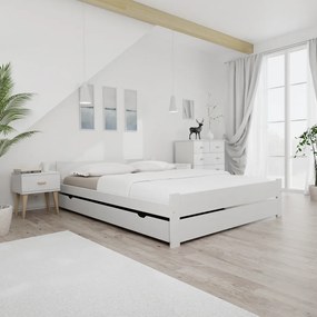 Pat de o persoana alb, IKAROS DOUBLE 120 x 200 cm Saltele: Fara saltea, Somiera pat: Cu lamele curbate