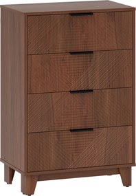 HOMCOM Comodă 4 sertare mobilier de depozitare vintage cu mânere din metal, 60 x 36 x 90 cm, efect lemn maro | Aosom Romania