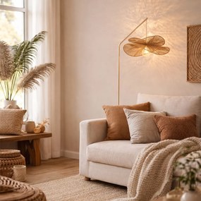 Lampă de podea Art Deco bej cu abajur bej - Nest