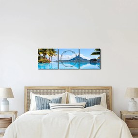 Tablou - Bora-Bora, Polinezia Franceză (cu ceas) (90x30 cm)