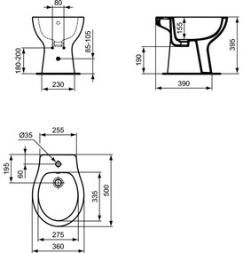 Bideu stativ Ideal Standard Eurovit, alb