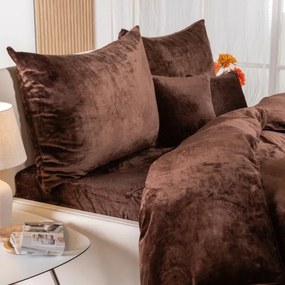 decoDoma Cearceaf cu elastic din micropluș de culoarea ciocolatei 180 x 200 cm
