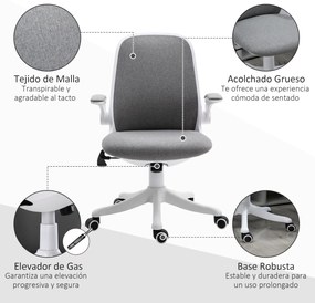 Vinsetto Fotoliu de birou Silla de Escritorio Basculante Altura Ajustable Reposabrazos Elevable 62,5x60x94-104 cm Gris | Aosom Romania