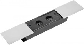 Priza incorporabila in blat Prestino GTV, 2 prize Schuko, USB A + C, HDMI, RJ45, aluminiu, 310 x 100 mm Aluminiu  plastic, Aluminiu, L:310 mm; l:100