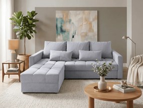 Canapea coltar extensibil ZENOVA 220 x 140 cm, reversibila – gri deschis