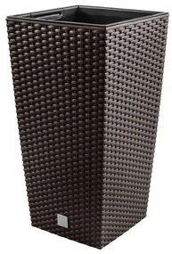 Ghiveci decorativ de flori, patrat 22.5x22.5x42.1 cm, imitatie ratan, maro, Rato