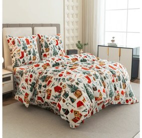 Set lenjerie cocolino FESTIVE MAGIC alb + cearsaf Cocolino microplus cu elastic SOFT 90x200 cm alb, pat de o persoana